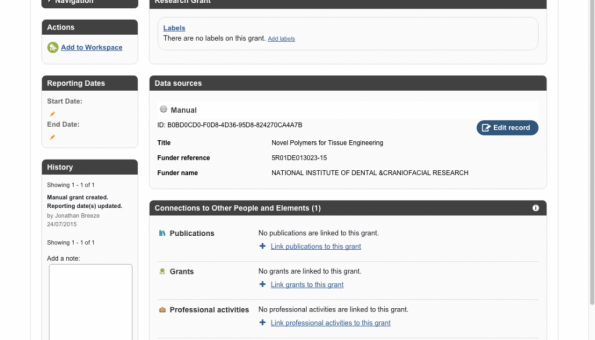 Linked data for research funding – Dimensions for Universities and Elements v4.15